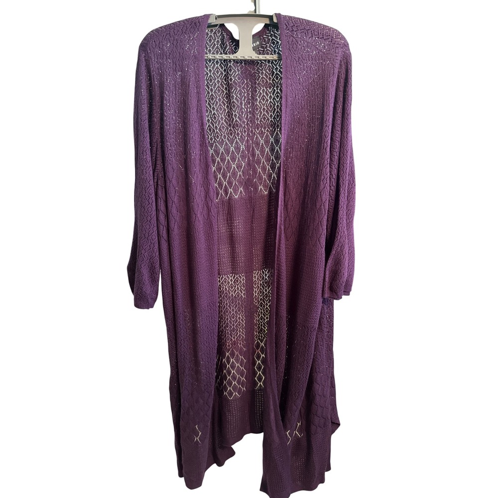 Torrid Womens Purple Pointelle Knit Longline Open Front Duster Cardigan Size 5